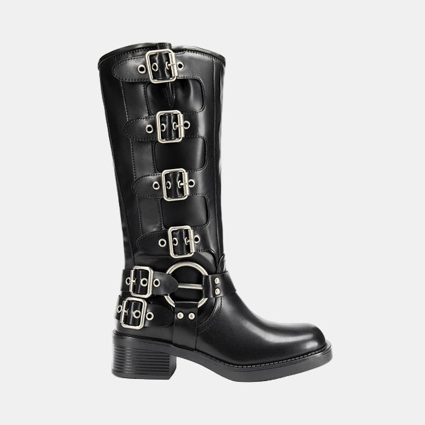 Istrid | Multi-Buckle Knee-High Leather Boots