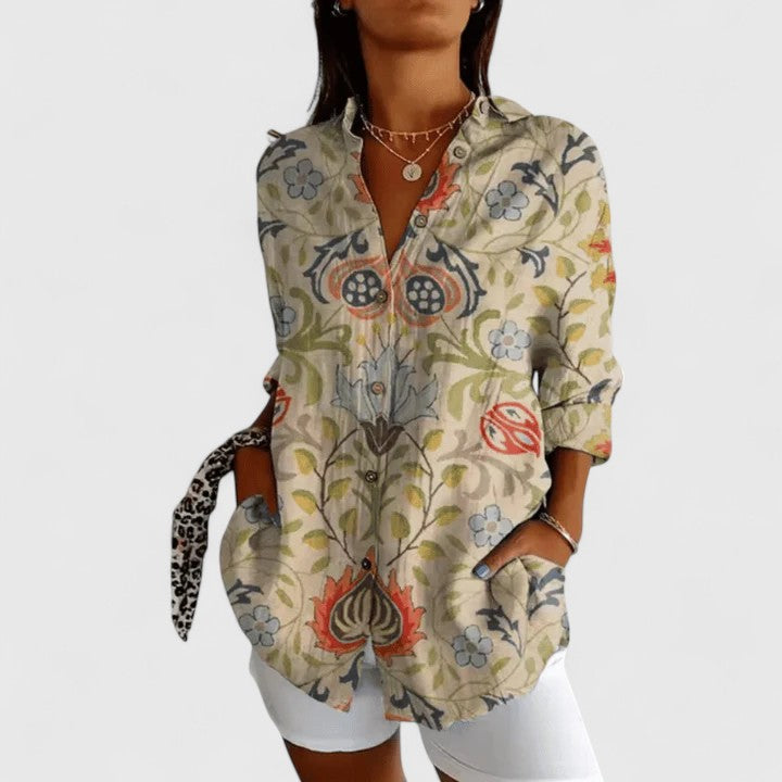 Katarine | Elegant Floral Button-Up Blouse