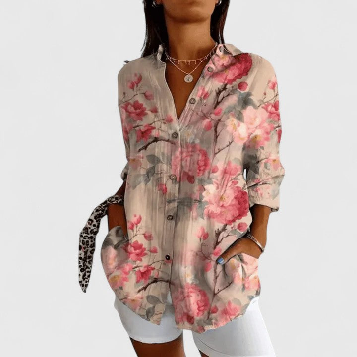 Katarine | Elegant Floral Button-Up Blouse