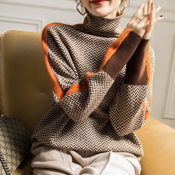 Marie | Elegant Striped Turtleneck Sweater